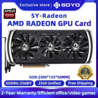 SOYO AMD Graphics Card Radeon RX580 RX5700XT 5500XT RX6600 6600XT 6600M GDDR6 Video Memory Gaming Card for Desktop Computers