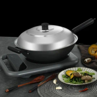 Black Plastic Knot Stainless Steel Pot Lid Replacement Universal Anti- Spill Pot Cover 32/34/36/38/40cm Round Wok Lid Skillets