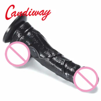 Realistic Dildo Flexible penis textured black cock shaft strong suction cup female masturbation virgina g Spot Sex toy for women