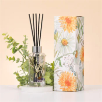 120ml Natural Flower Reed Diffuser, Luxury Fireless Scented Diffuser with Sticks for Home, Hotel, Bathroom Glass Aroma Diffuser