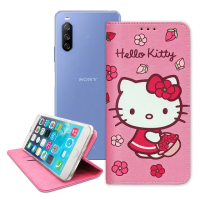 【SANRIO 三麗鷗】SONY Xperia 10 III 5G Hello Kitty 櫻花吊繩款彩繪側掀皮套