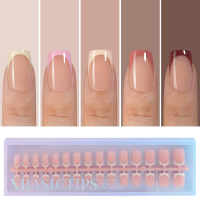 Misssix XBASICTIPS French Tip Press On Nails 150Pcs French Gel Nail Tips Short Square Soft Gel Pre-s