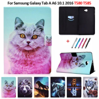 Etui For Samsung Galaxy Tab A 10 1 2016 Case T580 T585 Animal Painted Leather Tablet Coque For Galaxy Tab A A6 10.1 2016 Case