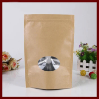 13*18+4cm 10pcs Kraft Paper Ziplock Window Bag For Gift/tea/candy/jewelry/bread Packaging Paper Food Bag Diy Jewelry Display