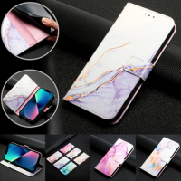 Marble Design Grain Leather Wallet Phone Case For Samsung Galaxy S22 Plus S20 FE S21 Ultra A22 A32 A52 A72 M32 A02S 50Pcs/Lot