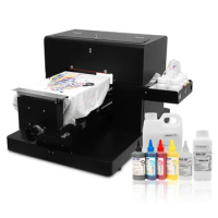 DTG Printer A4 Size 6 Colors Direct to Garment Flatbed DTG Printer T-Shirt Machine Bundle for Dark and Light t-shirt Clothes