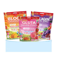 (1ห่อ)MIKEO Gluta Collagen Sakura Peach & Blood Orange C & Collagen Berry Zinc มิเกว 1ห่อมี35ซอง