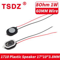 5Pcs/Lot 1710 Internal Magnetic Plastic Speaker 8Ohm 1 Watt Elliptical Flat Panel MP3 Speaker Wire Length 60MM 17*12MM 8R 1 Watt