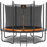 Trampoline for Kids and Adults 12 FT, Outdoor Trampoline with Net - Straight Poles Outside Fun Exercise, Ladder, Trampoline