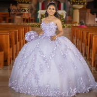 Purple Quinceanera Dress 2024 With Cape Mexican Lace Florals Sweet 15 Dress Sequin Vestidos 16 Birthday Party Gown Plus Size