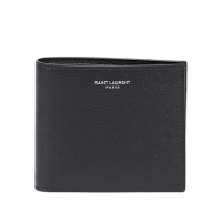 YSL SAINT LAURENT Paris East West Bifold 粒面壓紋皮革 卡夾 皮夾 零錢包 短夾 黑色 396303