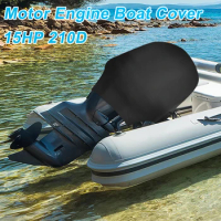 X Autohaux Half Boat Motor Engine Cover 210D Waterproof Outboard Anti Sun Dustproof Marine Engine Protector Cover Canvas
