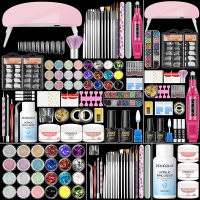 Acrylic Nail Kit with Everything for Beginner with Drill and U V Light 3Pcs Acrylic Powder 24Pcs Gli