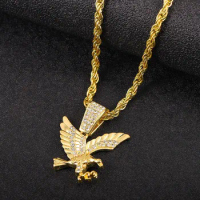 Eagle Pendant Necklace Match 4mm Rope Chain Shiny Ideal For Parties, And Daily Wear, For Women Men