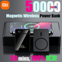 Xiaomi 50000mAh Magnetic Wireless Charger Power Bank Magsafe External Battery Fast Charging PowerBank For Android iPhone 14 15