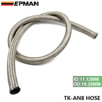 AN 8 (ID:11.12MM OD:16.28MM )Stainless Steel Braided Fuel Line Oil Gas Hose each 1M 3.3FT TK-AN8 HOSE