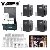 V-show 4pcs 750W Cold Spark Firework Machine With Case And 20 Bags Ti Powder DMX Remote Control Special Effect Wedding Machine