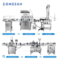 ZONESUN Automatic Paste Lotion Cream Oil Shampoo Round Bottle Liquid Filling Capping Labeling Machine Line Packing Machinery