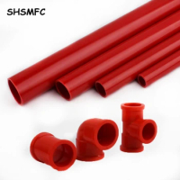 Length 50cm O.D 20~50mm Red PVC Pipe Home DIY Garden Irrigation System Aquarium Fish Tank Fittings Water Supply Tube Connector