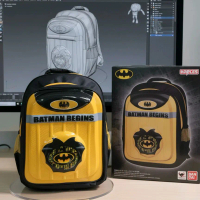BBstore03 Tas Anak Sekolah Karakter Batman Kuning Cowo 3D TIMBUL LED Fashion Anak Sd TK PAUD Batman