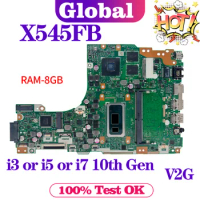 X545FB Mainboard For ASUS Vivobook 15 X545F X545FJ X545FA Laptop Motherboard i3 i5 i7 10th Gen V2G RAM-8GB