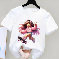 เสื้อยืดเด็ก ROBLOX สเก็ตบอร์ด ROBLOX สเก็ตบอร์ด เสื้อยืดเด็กผู้หญิง