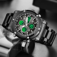 Jam Tangan !! Tokdis Jam Tangan Pria 2576 Double Time Rantai Stainless Steel Water Resistant 3 ATM