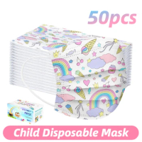 50PC Kids Mask Cartoon Disposable Face Mask Mascarilla 2020 Disposable Print Face Mask Industrial 3Ply Ear Loop Fast Delivery