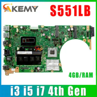 Notebook S551LN Mainboard For ASUS S551L S551LB R553L S551LA 0Laptop Motherboard I3 I5 I7 4GB/RAM UMA/GT740M/GT840M