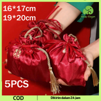 Tas Souvenir Serut Portabel 5pcs Souvenir Wedding Pouch Serut Satin Pouch Serut Permen