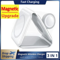 30W 3 in 1 Magnetic Wireless Charger Pad Stand for iPhone 14 13 12 Pro Max Airpods iWatch Fast Wireless Charging Dock Station