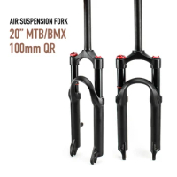 20 Inch Bicycle Air Suspension Fork Hard-Soft Adjustable With Lock Shock Absorber Fork For MTB Folding Bike BMX Small Wheel Bike