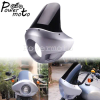 5 3/4" Silver Motorcycle Headlight Mask Fairing Windshield Screen Fairing Cover For Harley Dyna Sportster Fat Bob Street Glide