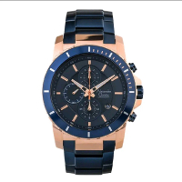 jam tangan pria alexandre Christie AC 6141 MC burbu chronograph men blue dial blue steel