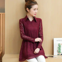 Zanzea-Women's Lace Loose Shirt, Long Sleeve Blouses, Cotton, Real Body, New, Korean, Size,