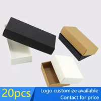 20 pcs Natural Brown Packaging paper box easy assembly white black kraft handmade gift packing box