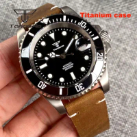 Tandorio Titanium Case NH35A PT5000 Luminous 40mm 20bar Dive Men's Automatic Watch Sapphire Crystal Rotating Bezel Light Weight