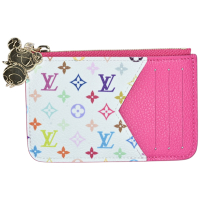 LOUIS VUITTON   M14155  LV x TM Romy 村上隆聯名壓花粒面牛皮熊貓拉鍊名片夾/零錢包(粉紅色)