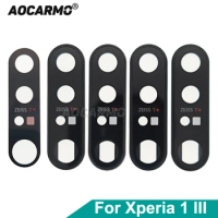 Aocarmo For Sony Xperia 1 III / X1iii MARK3 Rear Back Camera Lens Len Glass With Adhesive Sticker Ring Frame Replacement Part