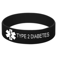 300pcs 19MM Wide Medical Alert ID TYPE 2 DIABETES Wristbands Silicone Bracelets
