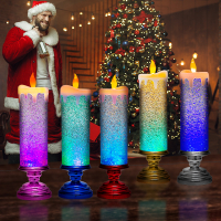 LED Christmas Candles  ไฟกลางคืนตกแต่งหลากสีสไตล์ยุโรป   โคมไฟเทียนคริสตัลแฟนตาซีสีสันสดใส