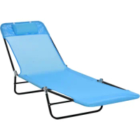 Folding Chaise Lounge Chair, Pool Sun Tanning Chair, Outdoor Lounge Chair with Reclining Back, Breathable Mesh Seat