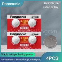 4PCS Panasonic AG12 LR43 SR43 186 386 1.5V Alkaline Battery For Watches Clock Car Key LED light Button Coin Cell Battery