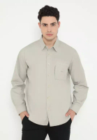 Police Denim POLICE Kemeja Polos Basic Regular Fit Lengan Panjang Pria