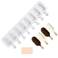 4/8 Hole Silicone Ice Cream Forms Popsicle Molds DIY Homemade Dessert Freezer Fruit Juice Ice Pop Cube Maker Mould With Sticks