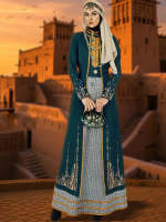 Tuneeca Gamis Nia Bensalem T-1125003 Mewah Elegan Look Two Pieces Warna Hijau Botol Bordir Rok Busui