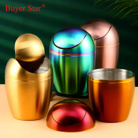 Applicable to Egg-shaped stainless steel trash can with removable Swing lid Dustbin Basket Metal Was