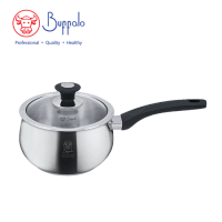 Buffalo 36618PN PRECIOUS II 304不銹鋼加厚底單柄煲連玻璃蓋 18 x 10.5cm / 2.6L 香港行貨
