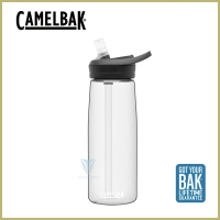 【CAMELBAK】750ml eddy+多水吸管水瓶 晶透白(全新設計/水壺/水瓶/多喝水)