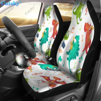 Dinosaur Pattern Print Universal Car Seat Covers Fit for Cars Trucks SUV or Van Auto Seat Cover Protector 2 PCS
